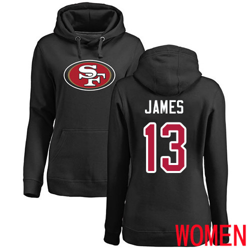 San Francisco 49ers Black Women Richie James Name and Number Logo #13 Pullover NFL Hoodie Sweatshirts
